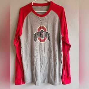 Men's medium OSU Ohio State logo Buckeyes long sleeve baseball tee gray/red